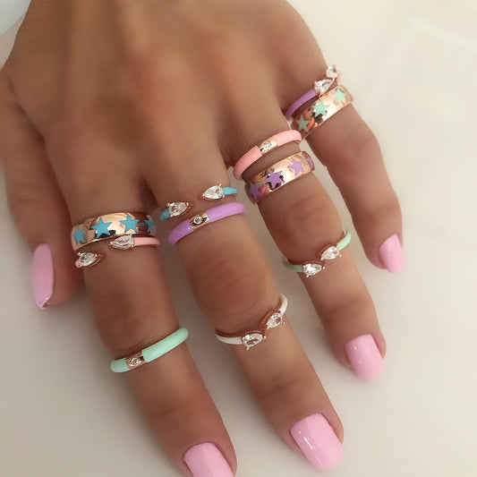 Anillo Abierto Esmaltado Verde