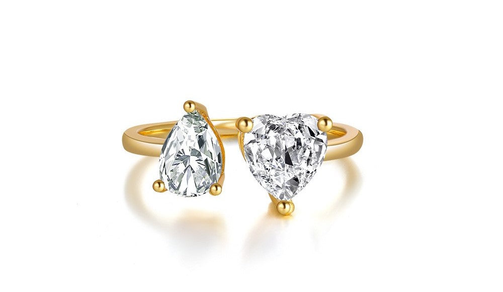 Anillo Abierto Gota y Corazon