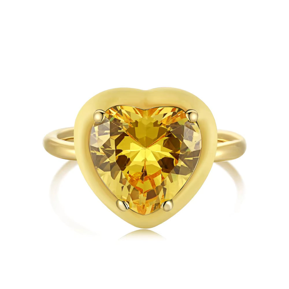 Anillo Corazon Grande con Piedra