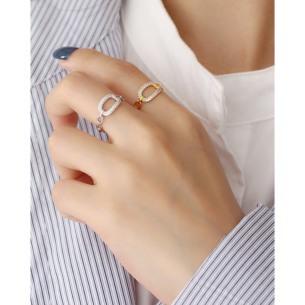 Anillo Eslavones Ajustable con Zirconias