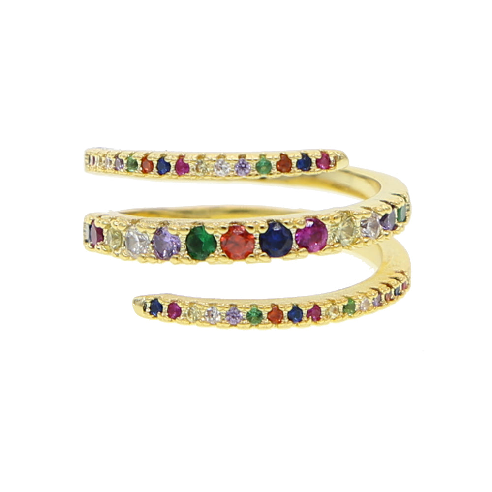 Anillo en Espiral con Circonias de Colores