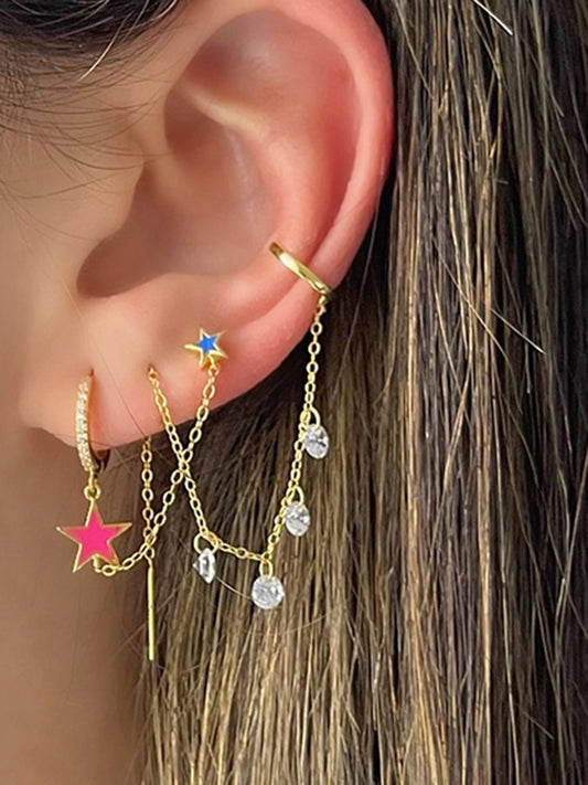 Arete Doble con Estrella Roja