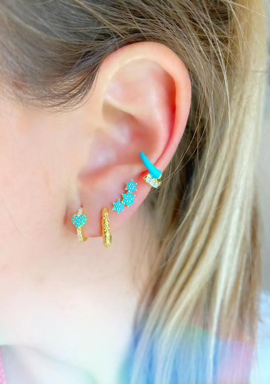 Aretes Tres Flores Turquesa