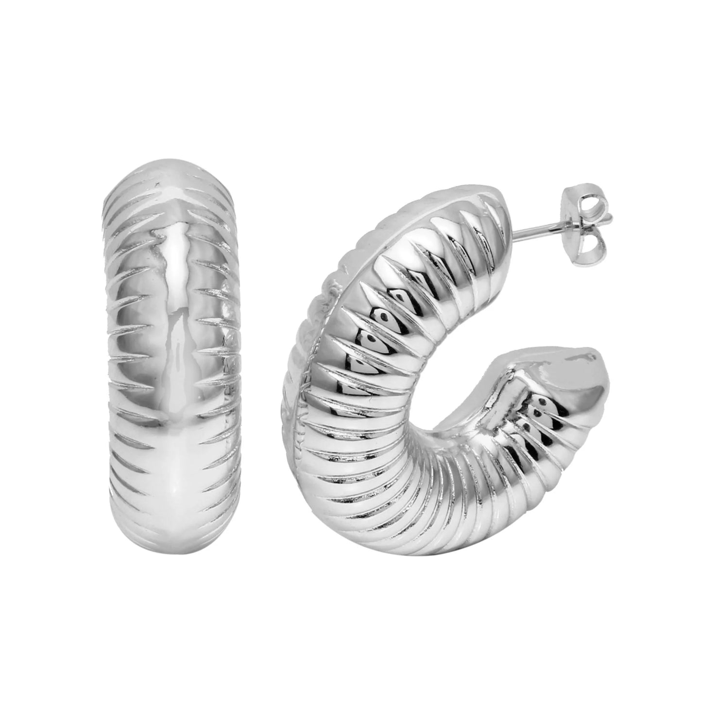 Aretes Hoop globo acanalado