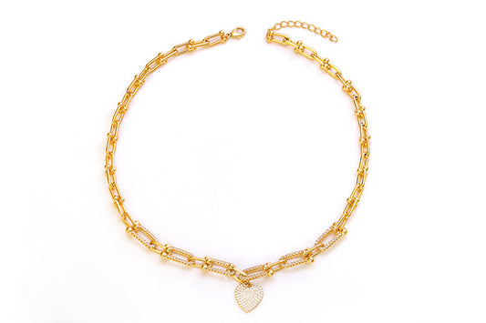 Collar Eslavones con Corazon en Circonias