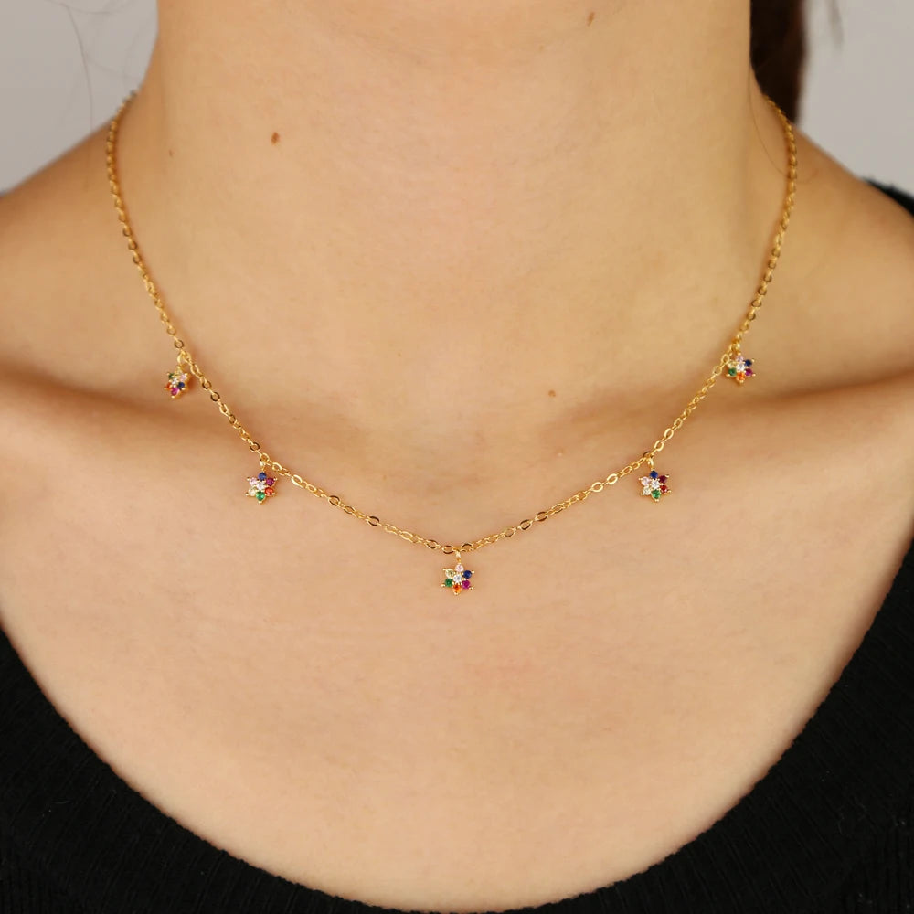 Collar de Estrellas con Circonias Multicolores