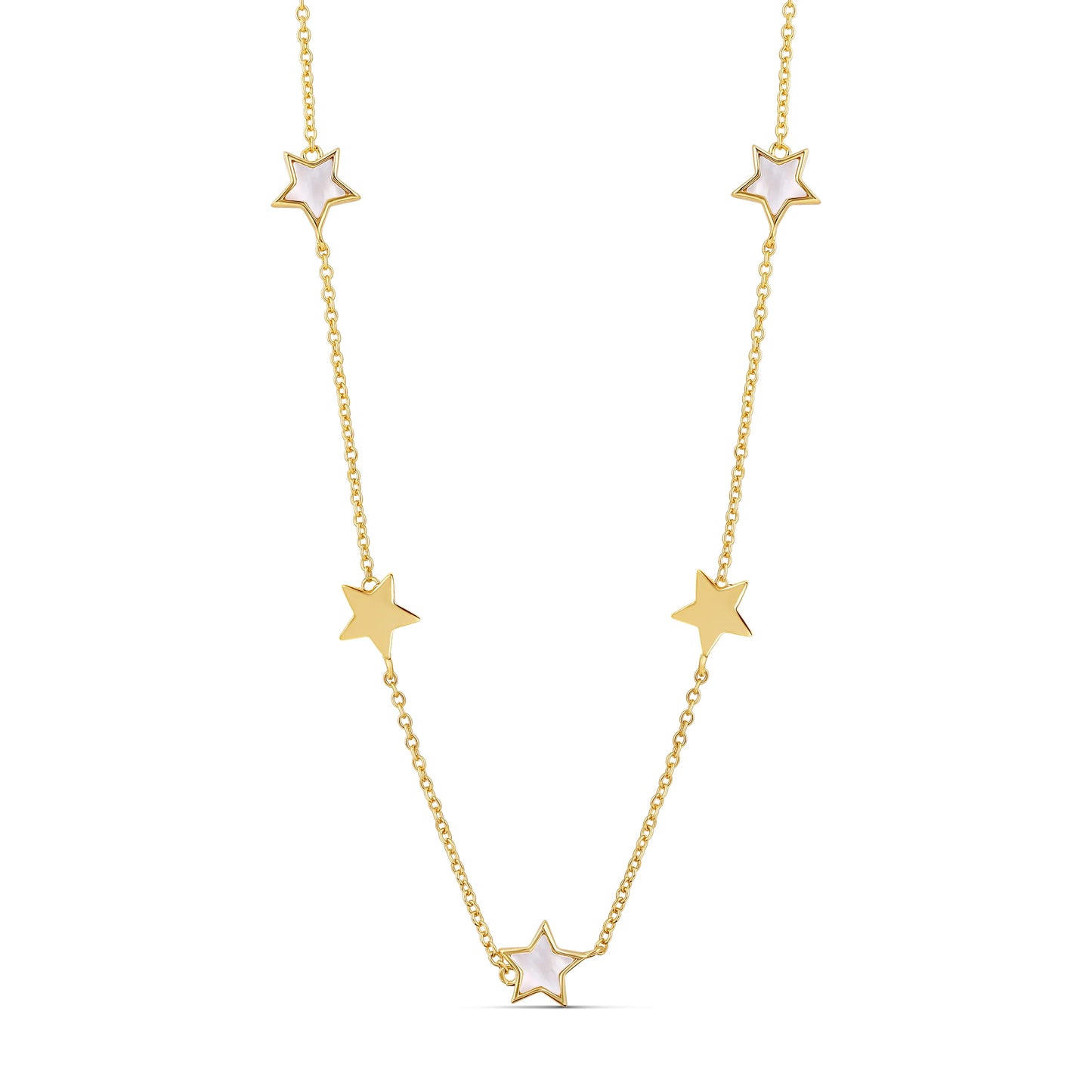 Collar Multi Estrellas Blancas y Doradas