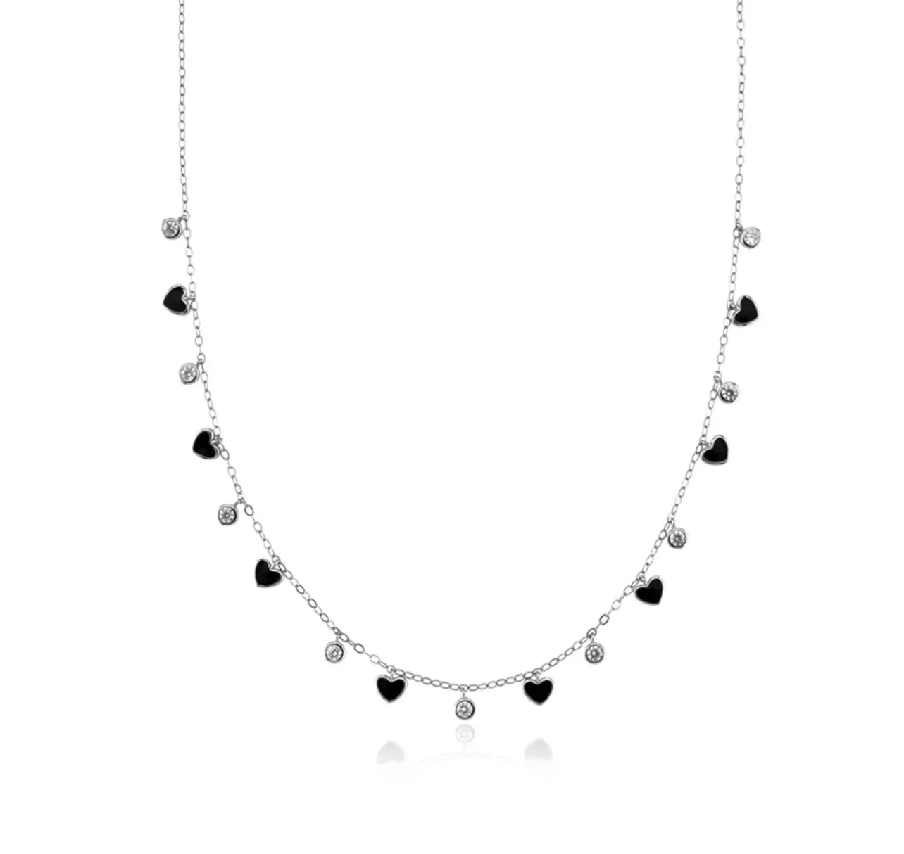 Collar Mini Corazones Negro
