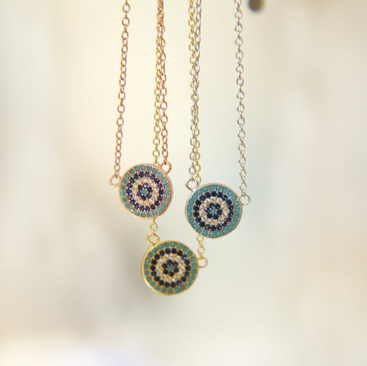 Collar OjitoTurquesa Circular con Circonias