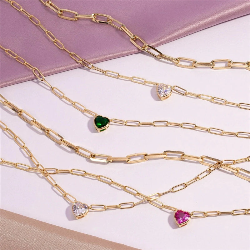 Collar PaperClip Corazon Verde