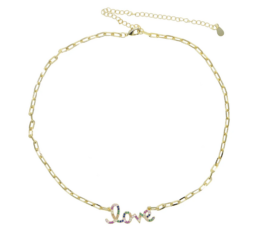 Collar PaperClip Love Circonias Colores