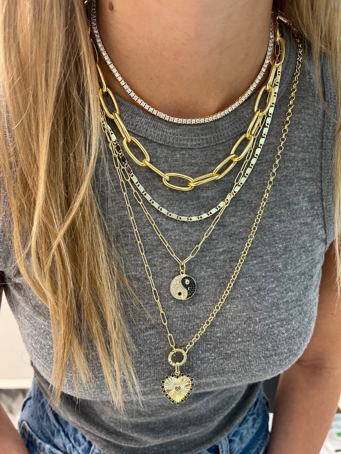 Collar de Cadena Redonda de Eslabones Chunky