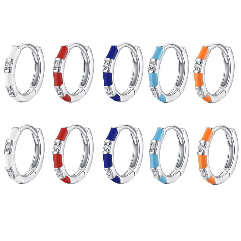Mini Arracadas Esmalte Turquesa con Dos Mini Circonias