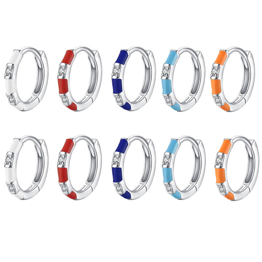 Mini Arracadas Esmalte Turquesa con Dos Mini Circonias