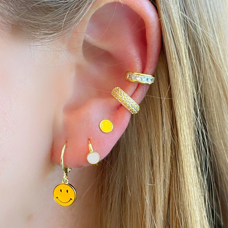 Mini Arracadas Happy Face Blanca