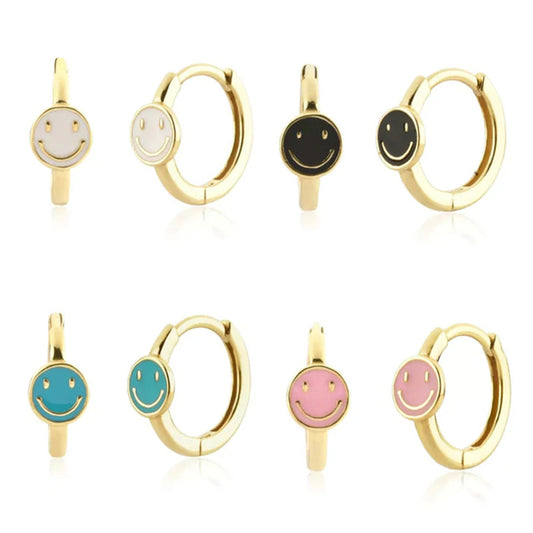 Mini Arracadas Happy Face Negra