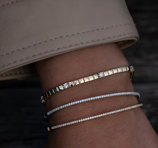 Pulsera Tennis Cuadrada con Diamante