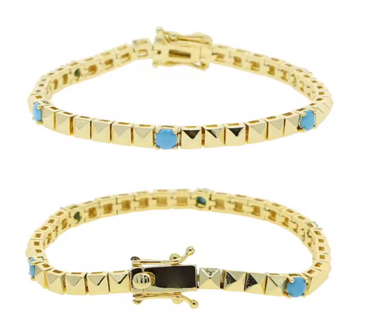 Pulsera Tennis Cuadrada con Turquesa