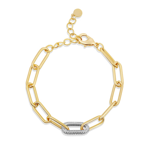 Pulsera Paperclip con Eslabones y Circonias