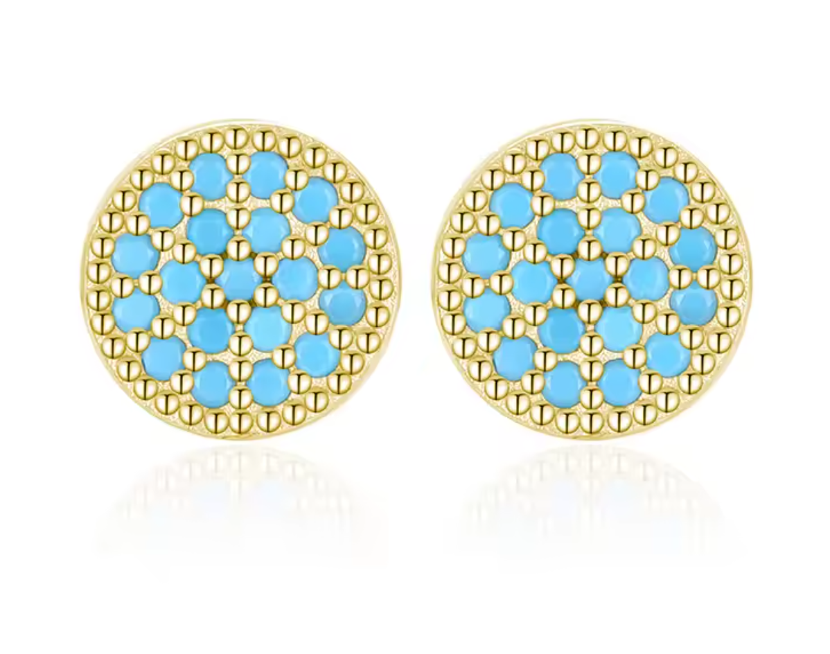 Stud Circulares con Circonias Tirquesa