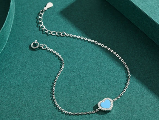 Pulsera Corazon Turqueza con Zirconias