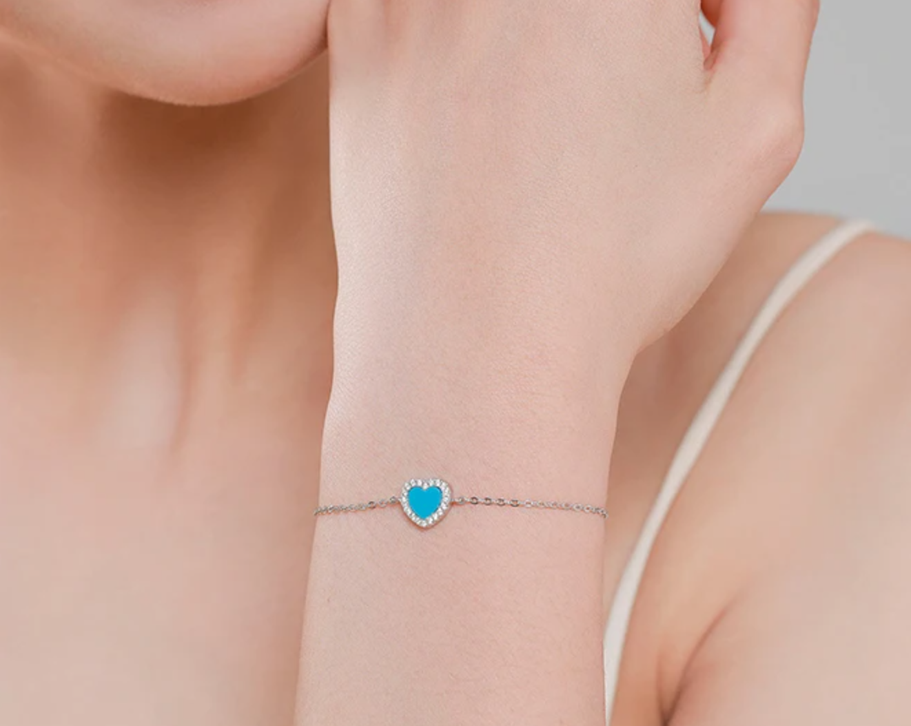 Pulsera Corazon Turqueza con Zirconias