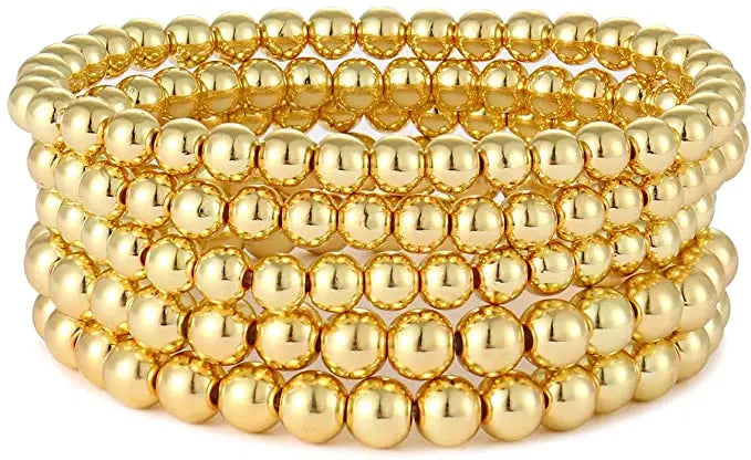 Pulseras Elastica Bolitas Doradas