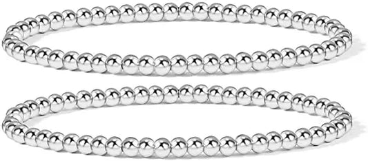 Pulseras Elastica Bolitas Plateadas