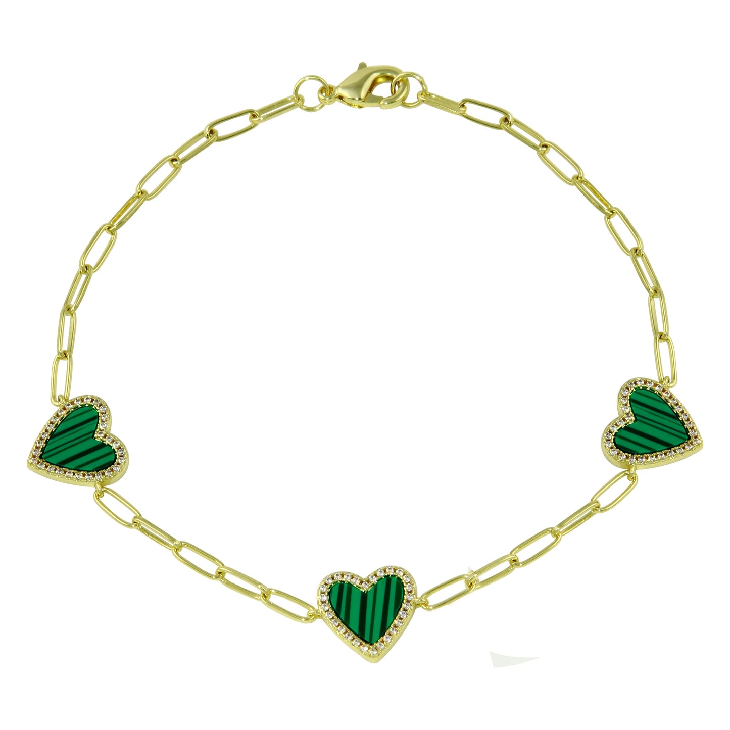 Pulsera Paper-Clip de Corazones con Zirconias