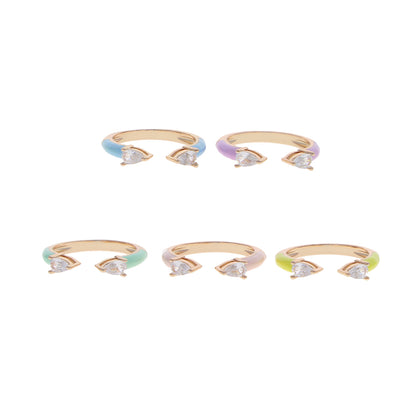 Anillo Abierto Esmaltado Amarillo