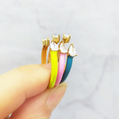 Anillo Abierto Esmaltado Amarillo