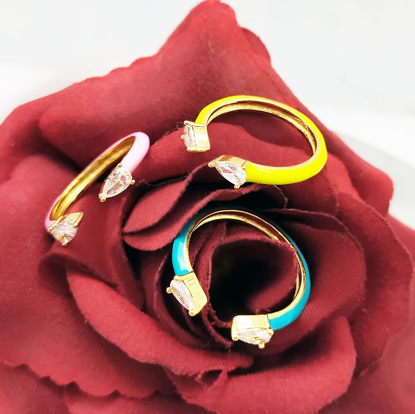 Anillo Abierto Esmaltado Amarillo