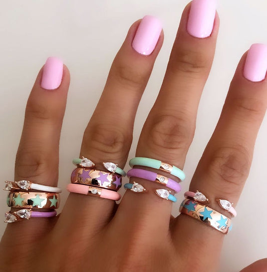 Anillo Abierto Esmaltado Verde