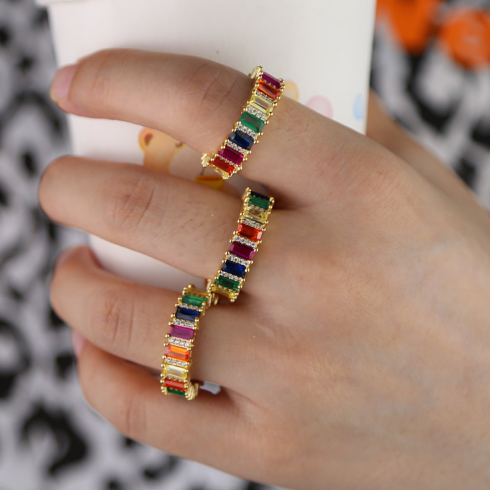 Anillo Baguette de Colores