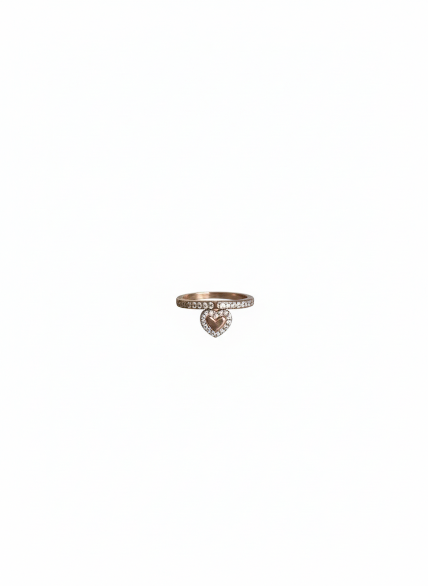 Anillo con Corazon Colgante y Circonias