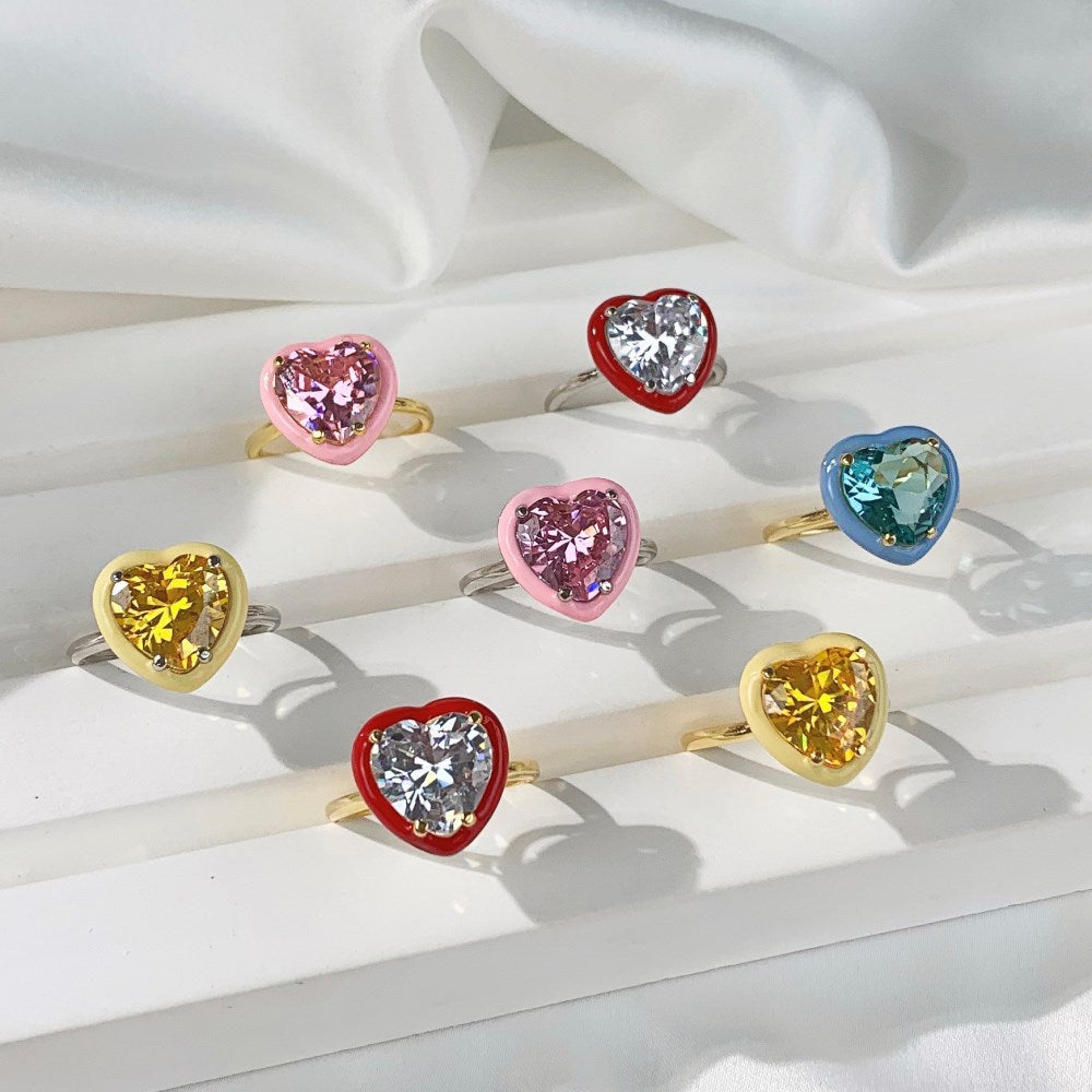 Anillo Corazon Grande con Piedra