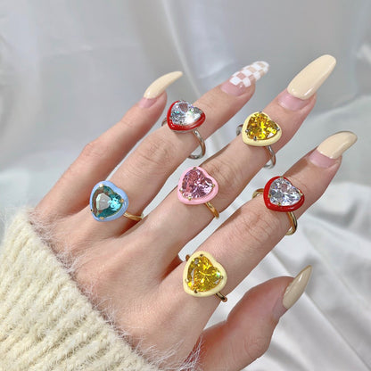 Anillo Corazon Grande con Piedra