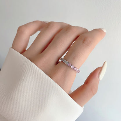 Anillo Dos Colores Rosa Y Blanco
