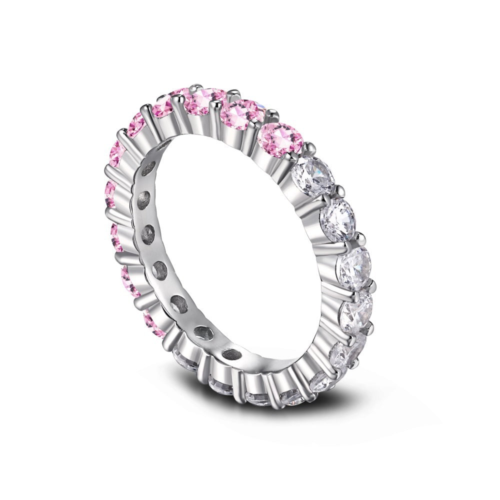 Anillo Dos Colores Rosa Y Blanco