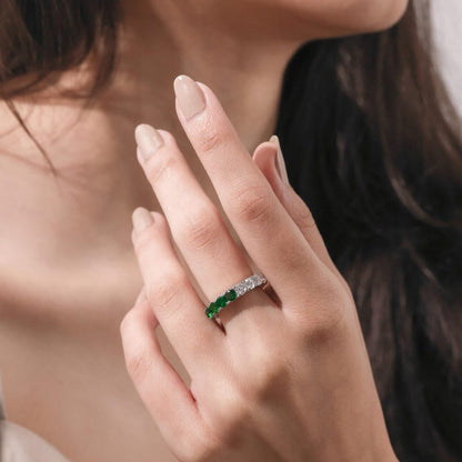 Anillo Dos Colores Verde y Blanco