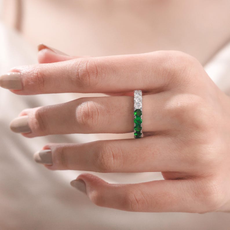 Anillo Dos Colores Verde y Blanco