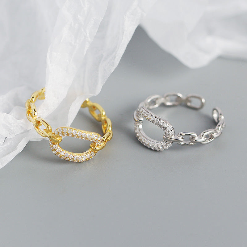 Anillo Eslavones Ajustable con Zirconias