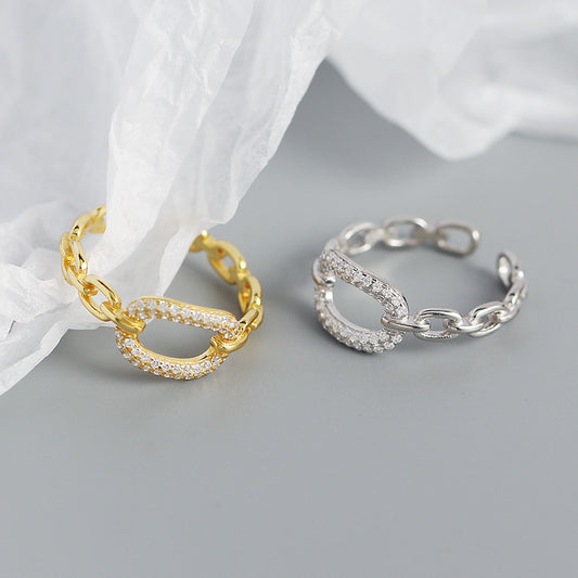 Anillo Eslavones Ajustable con Zirconias