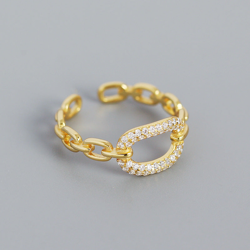 Anillo Eslavones Ajustable con Zirconias