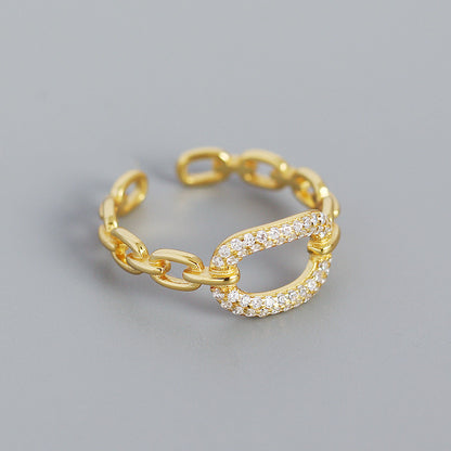 Anillo Eslavones Ajustable con Zirconias