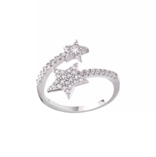 Anillo en Espiral con Estrellas y Circonias