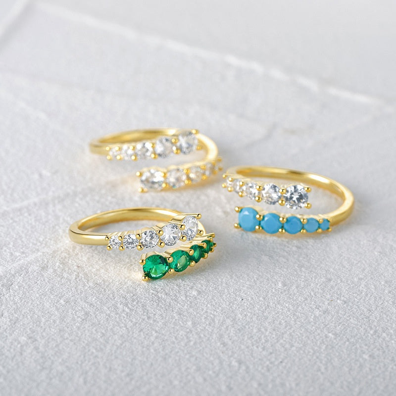 Anillo en Espiral Verde y  Diamantes