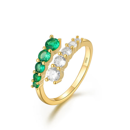 Anillo en Espiral Verde y  Diamantes