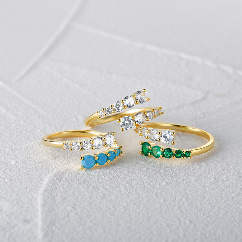 Anillo en Espiral Verde y  Diamantes