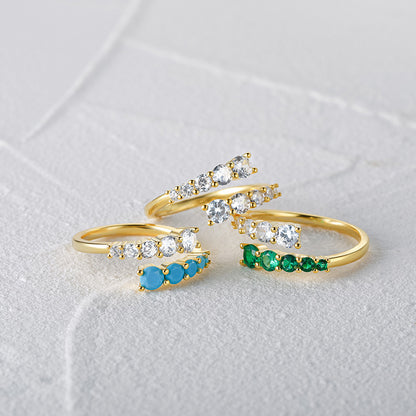 Anillo en Espiral Verde y  Diamantes